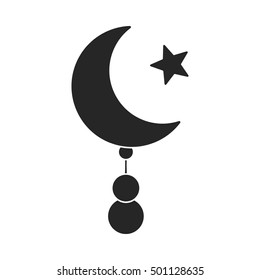 Crescent and Star icon in black style isolated on white background. Religion symbol stock vector illustration.