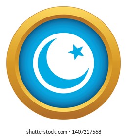 Crescent and star icon blue vector isolated on white background for any design