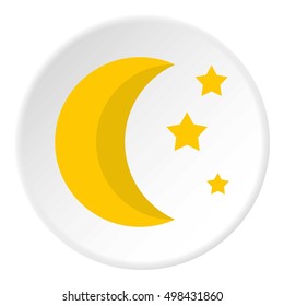 Crescent and star icon. Flat illustration of crescent and star vector icon for web