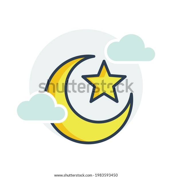 crescent and star icon,\
islamic icon
