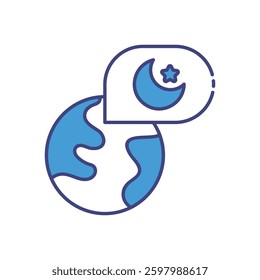 Crescent and Star Icon for Islamic Festivals and Spiritual Symbols