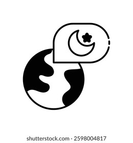 Crescent and Star Icon for Islamic Festivals and Spiritual Symbols