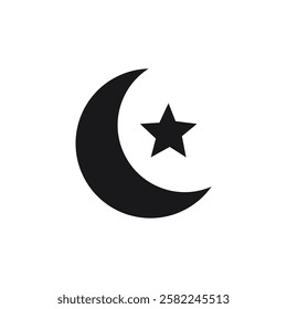 Crescent and star islamic mosque icon