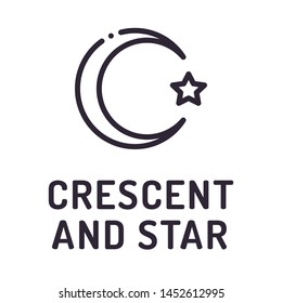 Crescent and star line icon. Muslim religion. Concept for web page, banner, presentation, social media. Isolated vector illustration. Editable stroke.