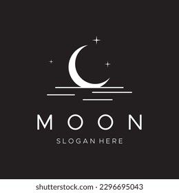 Crescent and star logo design with modern concept isolated on background.