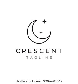 Crescent and star logo design with modern concept isolated on background.