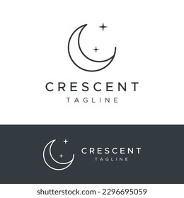 Crescent and star logo design with modern concept isolated on background.