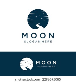 Crescent and star logo design with modern concept isolated on background.