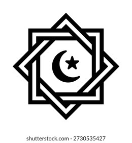 Estrella creciente con forma de marco moderno Forma de icono plano