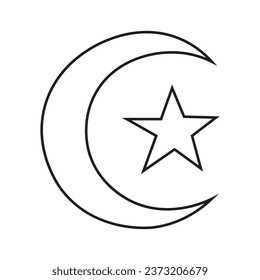 Crescent and star on white background. Symbol of Islam
