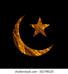 Crescent and Star for Ramadan card. Vector illustration.