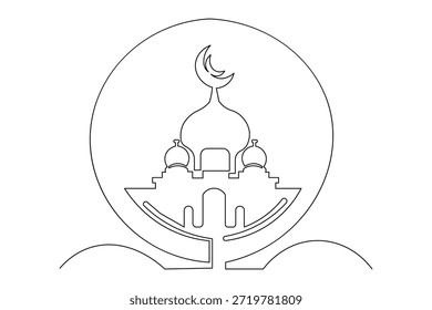 Halbmond und Stern einzeilige Kunst minimalen Stil Religion Illustration