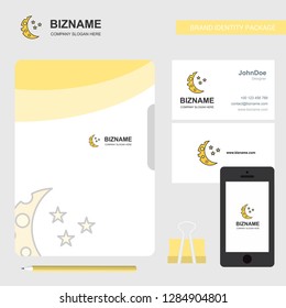 Crescent and stars Business Logo, File Cover Visiting Card and Mobile App Design. Vector Illustration