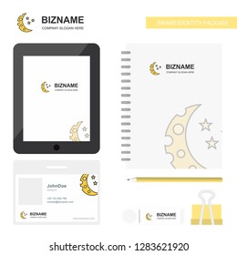 Crescent and stars Business Logo, Tab App, Diary PVC Employee Card and USB Brand Stationary Package Design Vector Template