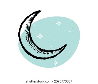 Crescent Stars Drawing Icon Hand Drawn Stock Vector (Royalty Free ...