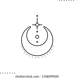 Crescent und Sterne, Vektorsymbol in Umrissen 