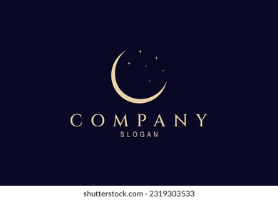 Crescent and stars vector logo design