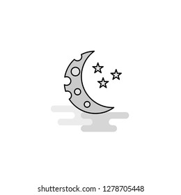 Crescent and stars Web Icon. Flat Line Filled Gray Icon Vector
