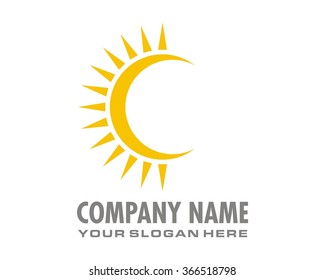 crescent sun logo image vector