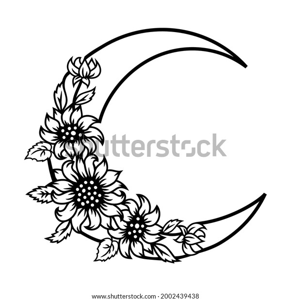 Crescent Sunflowers On White Backgroundvector Illustration Stock Vector ...