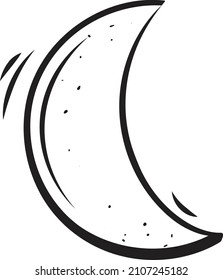 Crescent symbol in doodle style. Hand Drawn image of moon