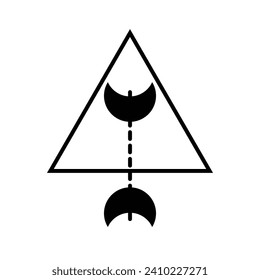 crescent triangle astrology space, planets galaxy phases sphere shadow vector illustration flat icon logo web mobile concept design black white isolated background