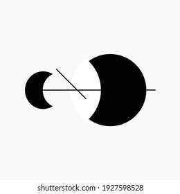 
Crescent vector line.Space moon star astronomy eclipse abstract sun dark abstrak, vector, symbol, logo, icon, sign, Illustration Minimalist.