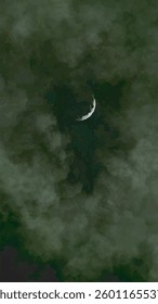 Crescent and Waning Moon phases at night sky. Realistic vector sequence frame in red-gold color showing the moon satellite varying phases from new, waning and waxing, to full moon. vector background.