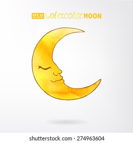 Crescent watercolor texture (isolated object)