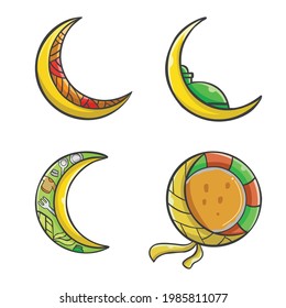 Cresent Moon Illustration for Eid Al-Adha with White Background