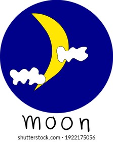 cresent moon in night illustration