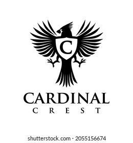 crest of cardinal birds, Design element for logo, poster, card, banner, emblem, t shirt. Vector illustration