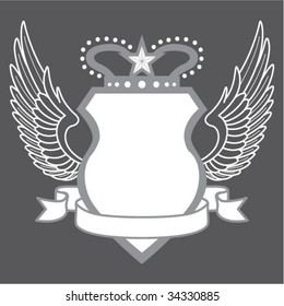 Crest with Crown Wing and Banner