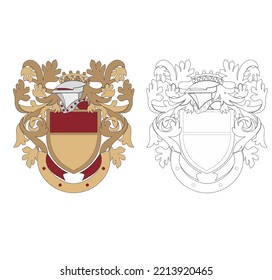 CREST DECORATIVE HERALDIC ELEMENT, GRAPHIC ICON TUSCANY LOGO ROYAL, MEDIEVAL EMBLEM