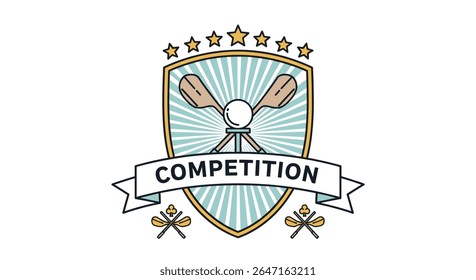 Crest Featuring Oars and Ball Symbolizing Athletic Competition