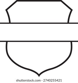 crest frame illustration split center text space thick thin line curved shape elegant emblem badge logo t shirt sport event branding vintage modern classic decorative graphic premium heraldic style template printable statement design