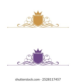 Crest Heraldry Ornamental Frame Vector. Shield Initial Decorative Logo Template Illustration Design.