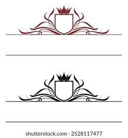 Crest Heraldry Ornamental Frame Vector. Shield Initial Decorative Logo Template Illustration Design.