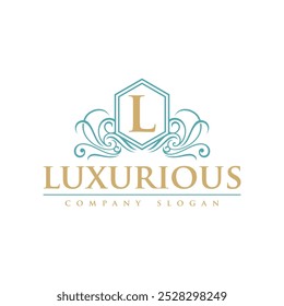 Crest Heraldry Ornamental Frame Vector. Shield Initial Decorative Logo Template Illustration Design