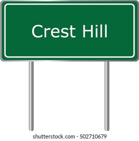 Crest Hill , Illinois , road sign green vector illustration, road table, USA city