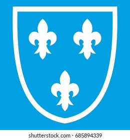 Crest icon white isolated on blue background vector illustration