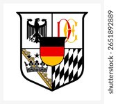 crest inspired by German heraldic symbols, featuring the national flag, Bavarian pattern, imperial eagle, and classic elements. Perfect for editorial, sports, or high-end streetwear design.