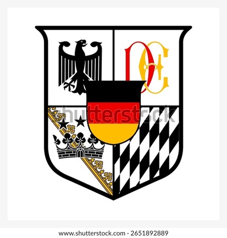 crest inspired by German heraldic symbols, featuring the national flag, Bavarian pattern, imperial eagle, and classic elements. Perfect for editorial, sports, or high-end streetwear design.