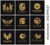 Crest logo collection, Set of Automotive,  , Eagle, warrior, Pegasus, lion , king and royal, crown symbol with Gold and luxury style vector template