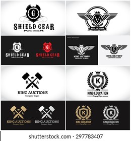 Crest Logo Set Collection design for Automotive, Auctions and Education brand identity