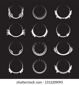 Crest logo set isolated on black background. Collection of trendy crest logo for web site, emblem, decoration and design template. Creative art concept, vector illustration