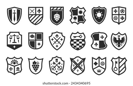 Crest logo set. Vintage shield templates for logo crest. Heraldry crest templates. Vector illustration