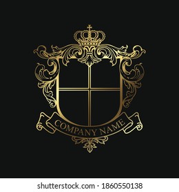 Crest Logo Template, Elegant emblem, boutique, heraldic, hotel, heraldry,Luxury monograms logos templates ,ornament classic,Heraldic premium quality, Vintage gold logos crest