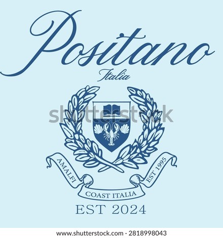 crest positano italy embroidery crest sweater design mock fashion tee cute fashion outfit sports league love design clothing vector label logo 