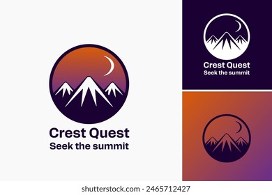 The "Crest Quest Seek the Summit" logo signifies determination and achievement, ideal for outdoor enthusiasts or adventure sports brands aiming to inspire pursuit of goals and exploration.